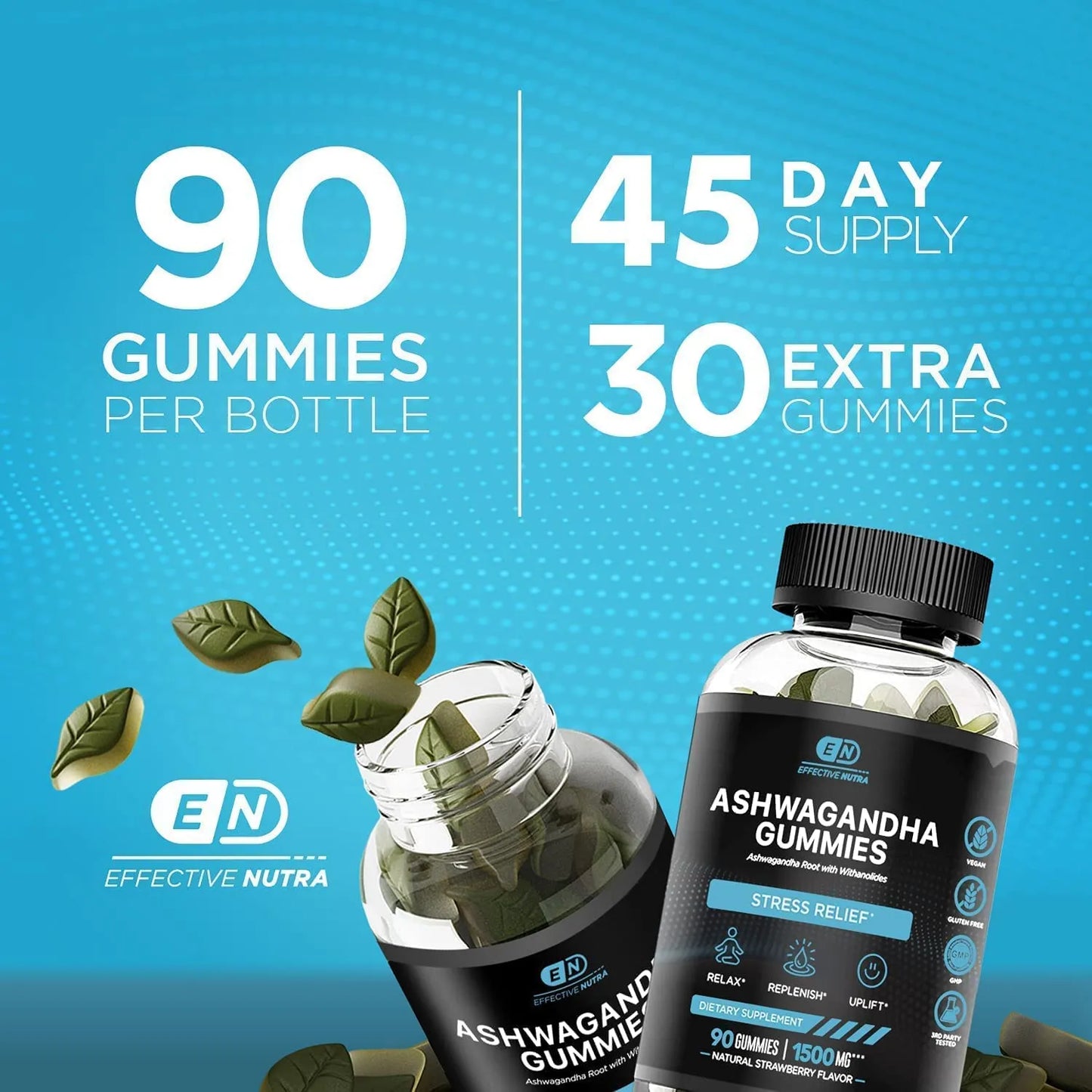Gomitas De Ashwagandha 1500 Mg Alivio Del Estrés Apoyo Inmunológico Veganas