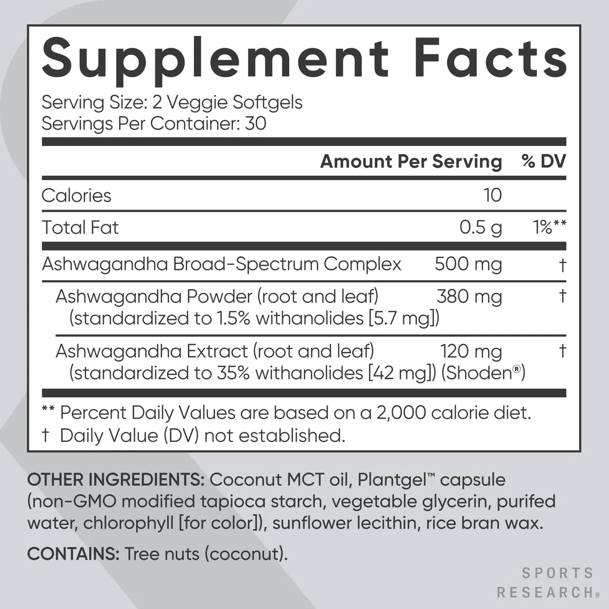 Cápsulas Blandas Ashwagandha Con Aceite De Coco MCT Para Relajación Y Sueño 60 Unidades