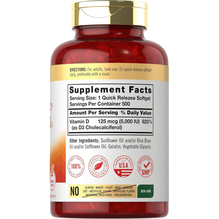 Vitamina D3 5000 Iu Alta Potencia Carlyle 500 Capsulas - Imagen 4
