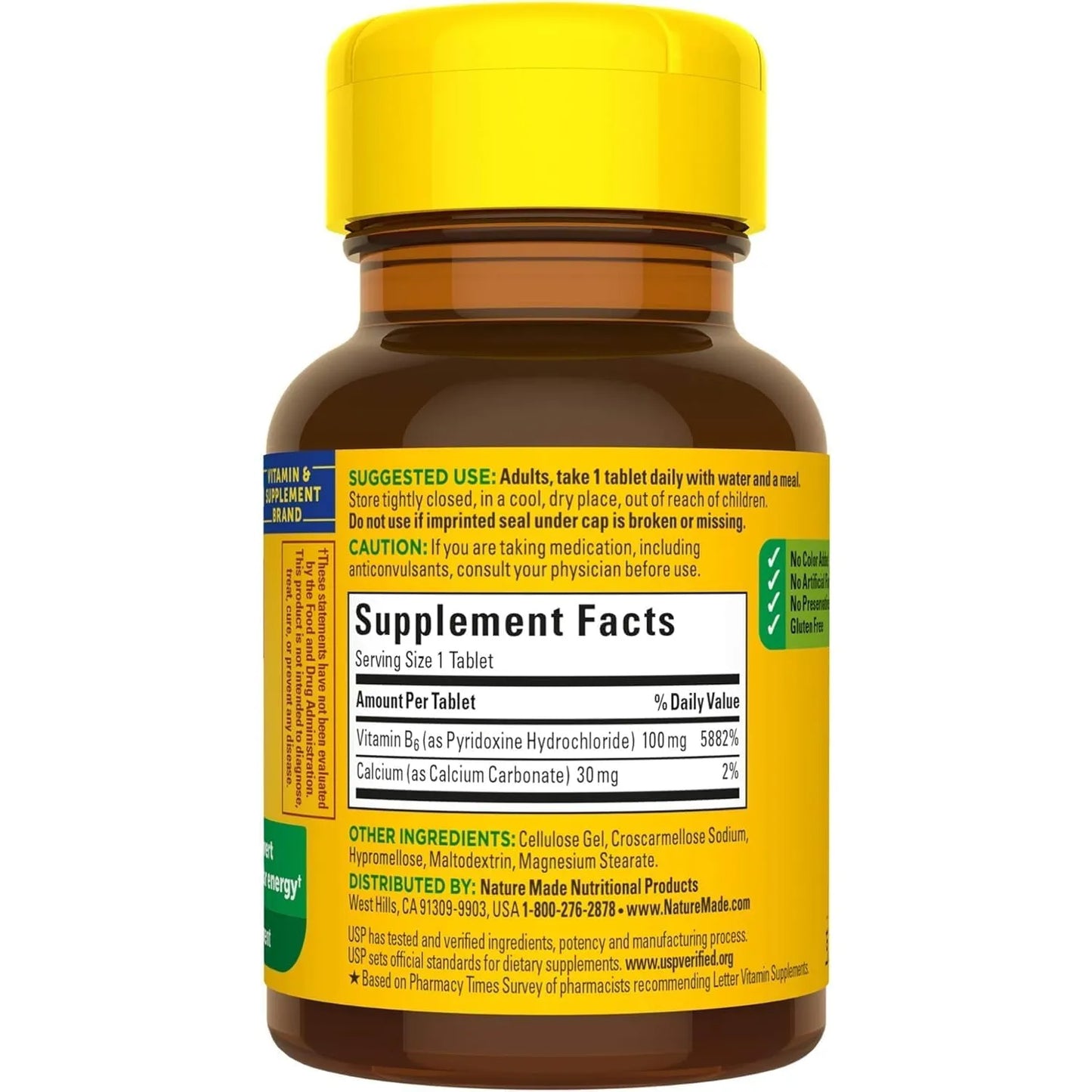 Vitamina B6 100 Mg Nature Made 100 Comprimidos Paquete De 4 Energía Y Bienestar