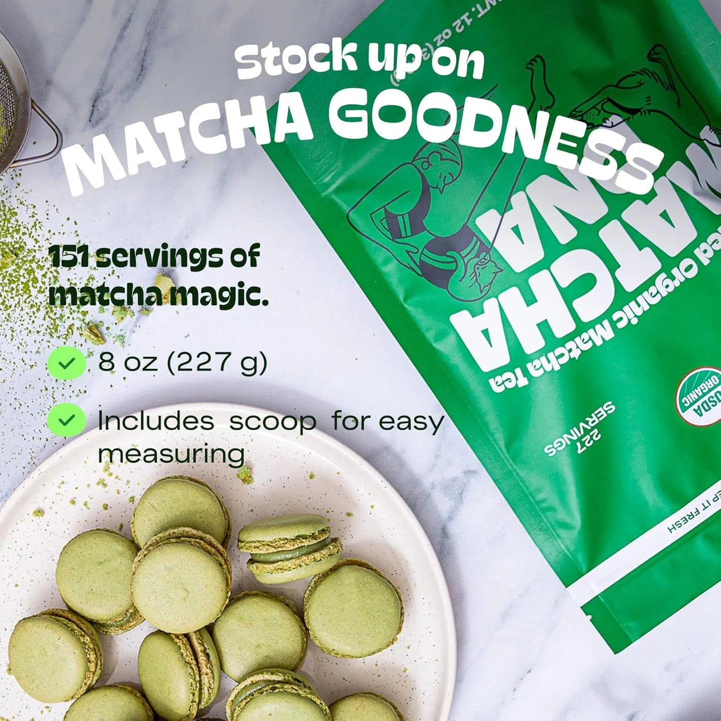 Té Verde Matcha Orgánico En Polvo Antioxidante Grado Culinario 227g