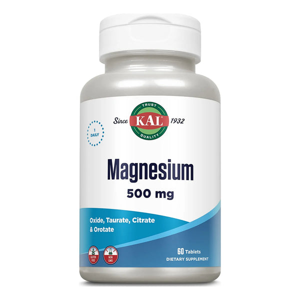 Tabletas De Magnesio 500 Mg 60 Unidades Complejo 4 En 1 Con Bioperine