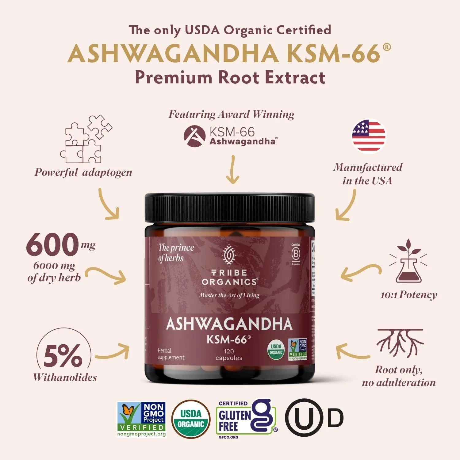 Ashwagandha Ksm66 Extracto Natural 90 Cápsulas Sin Sabor - Imagen 2