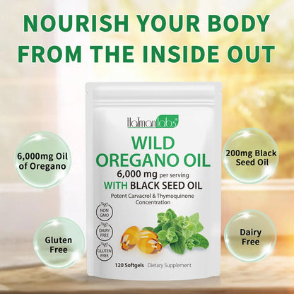 Cápsulas Aceite Orégano 6000 Mg Con Semilla Negra 240 Unidades Suplemento Natural