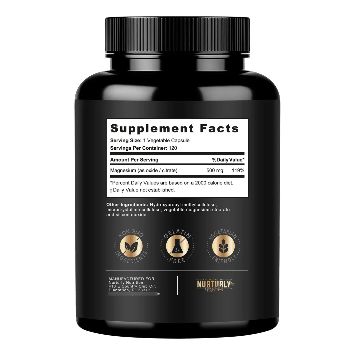 Complejo De Magnesio 500 Mg Alta Absorción Apoyo Fuerza Ósea Y Muscular 360 Cápsulas Veganas