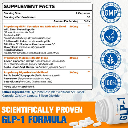 Suplemento GLP 1 Natural Con Probióticos Akkermansia Y Berberina Para Digestión Y Metabolismo
