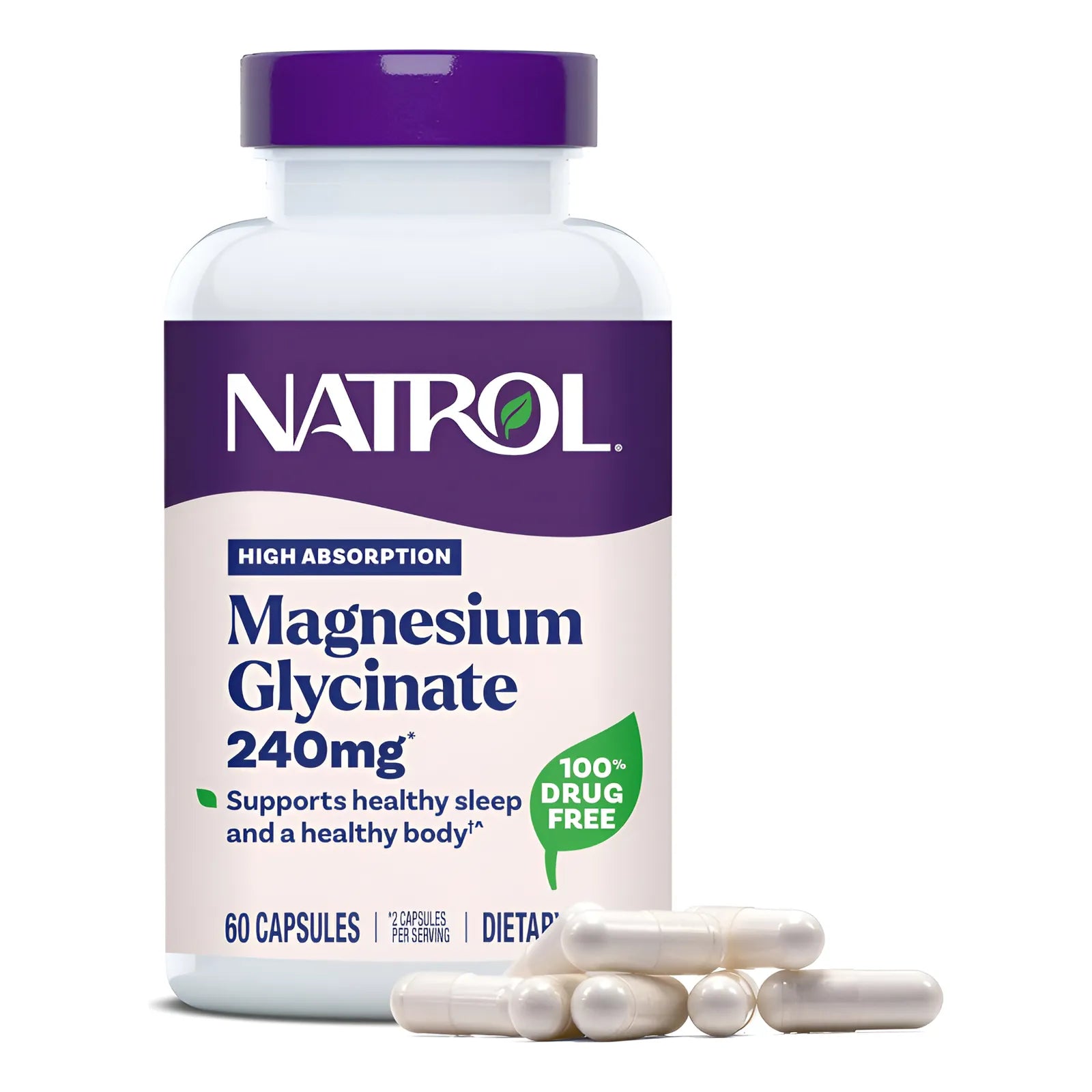 Magnesio Quelado Alta Absorción 240 Mg 60 Cápsulas Natrol Sin Sabor - Imagen 1