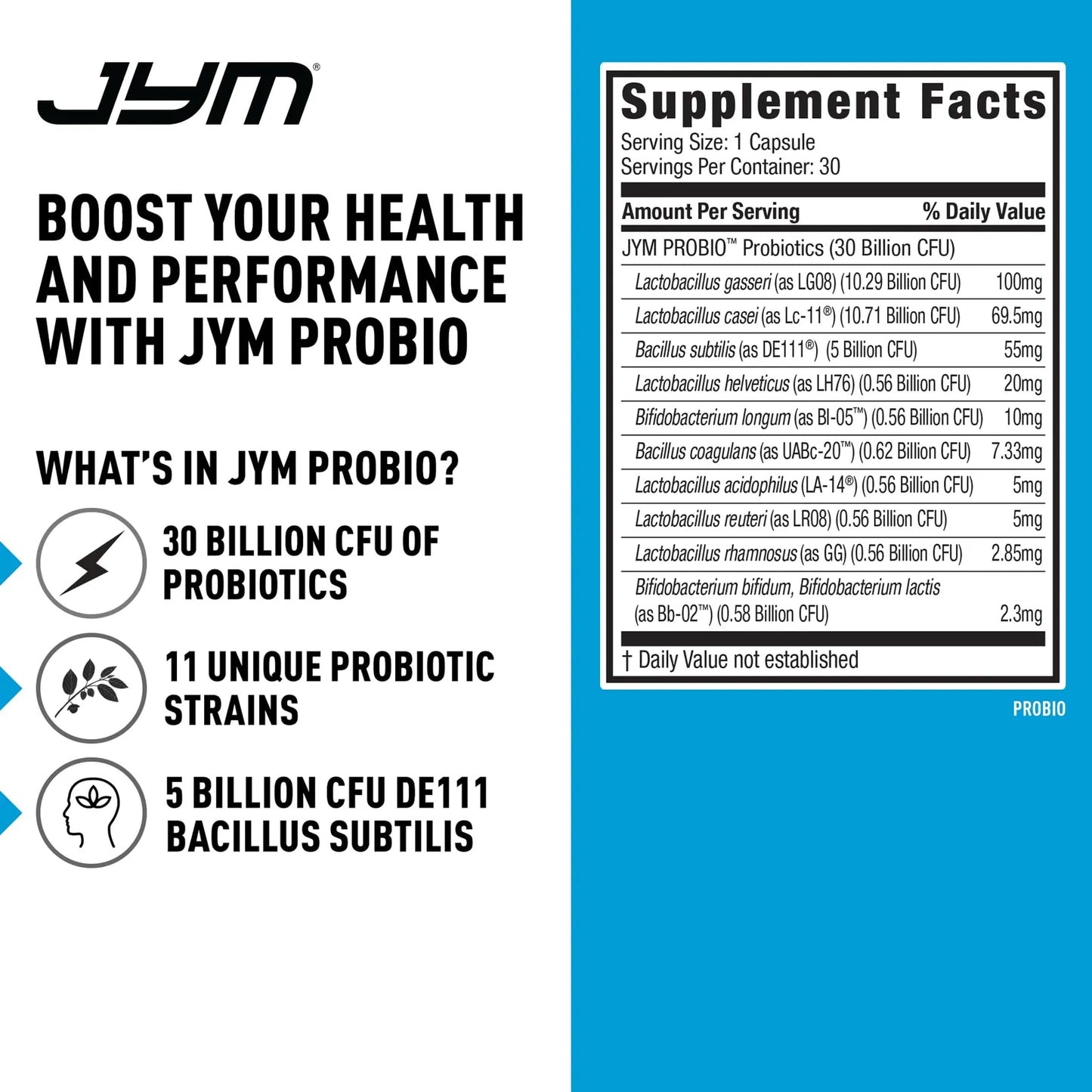 ProBio JYM Probiótico De Rendimiento Para Corazón Intestino Y Salud Inmunológica
