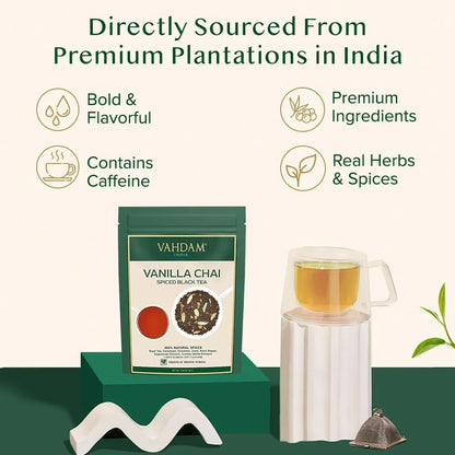 Té Masala Chai Vainilla Hoja Suelta 100g VAHDAM Deliciosa Mezcla Especiada