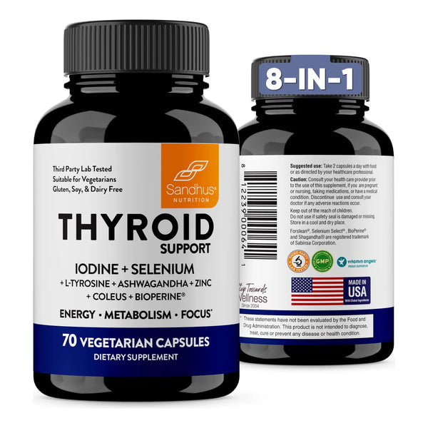 Sandhus Complejo Apoyo Tiroideo Selenio Zinc Yodo Ashwagandha 70 Cápsulas