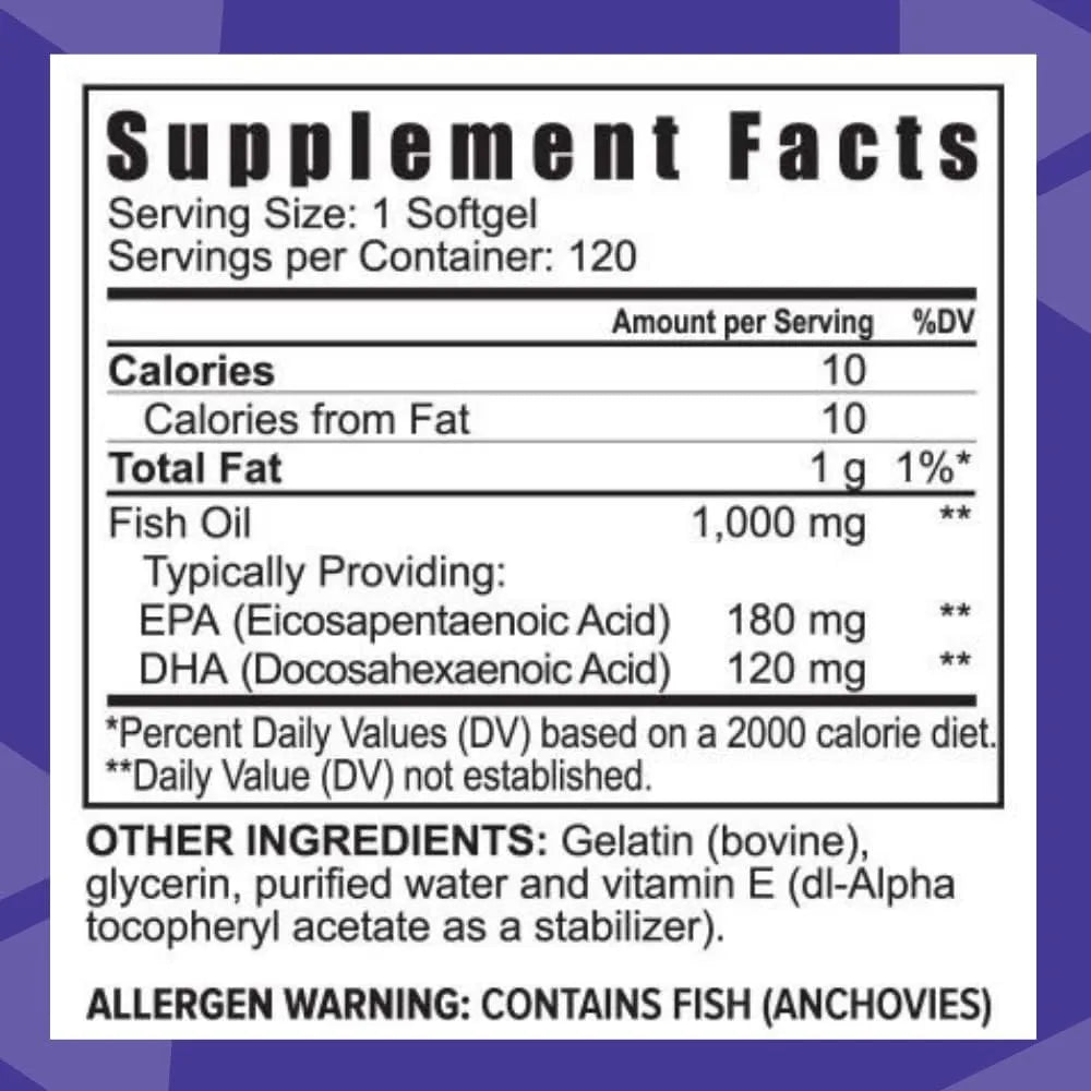 Aceite De Pescado Omega 3 1000 Mg 180 Epa 120 Dha 120 Capsulas Salud Cerebral Y Cardiaca