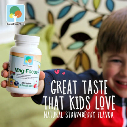 Tabletas Masticables De Magnesio Con Sabor A Fresa Natural Para Niños 90 Unidades