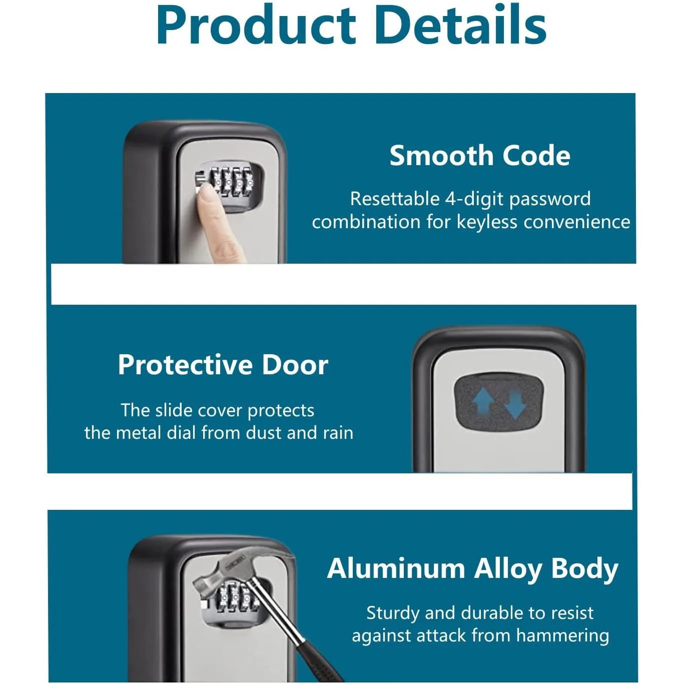 Caja De Llaves Combinada 4 Digitos Acero Resistente Exterior Seguridad Maxima