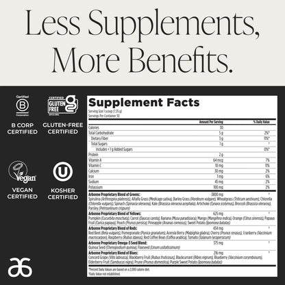 BeWell Superfood Greens Powder Suplemento Salud Polvo Frutas Verduras 7.8 Onzas
