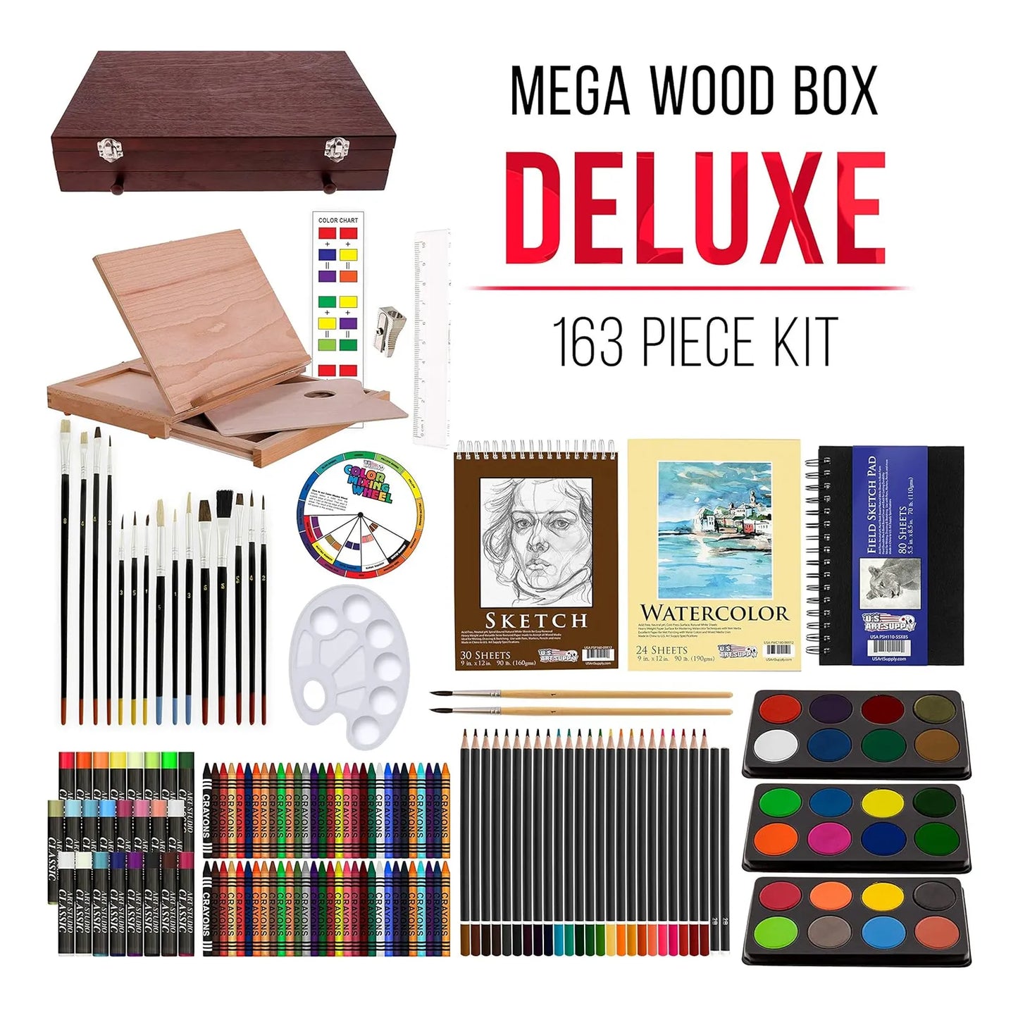 Kit De Arte Profesional 82 Piezas + 20 US Art Supply Estuche Madera
