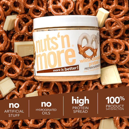 Mantequilla De Maní Con Pretzel Y Chocolate Blanco Alta En Proteínas 16 Oz