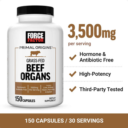 Suplemento De Órgano De Carne De Res Criada En Pasto 5 Órganos Potencia 3500 Mg