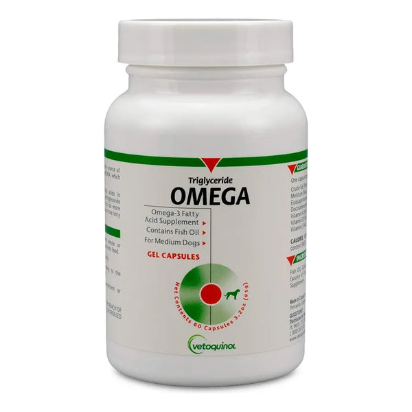 Cápsulas Omega Triglicéridos Para Perros Raza Media 30-60 Libras 60 Unidades