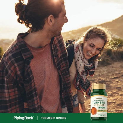 Cápsulas De Cúrcuma Y Jengibre 1800 Mg Con Extracto De Pimienta Negra Y Astrágalo 120 Unidades