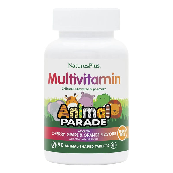 Multivitaminico Masticable Para Niños Animal Parade 90 Tabletas Sabor Variado Sin Azucar