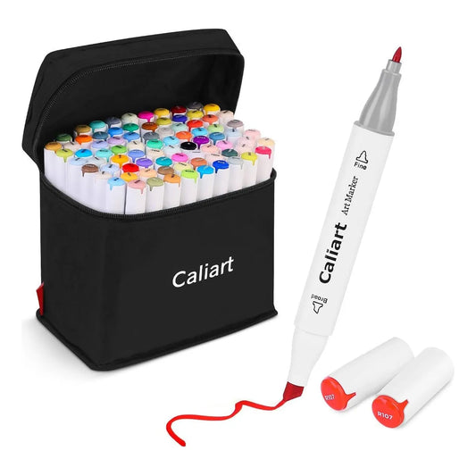 Marcadores Doble Punta Caliart 81 Colores Base Alcohol Profesional