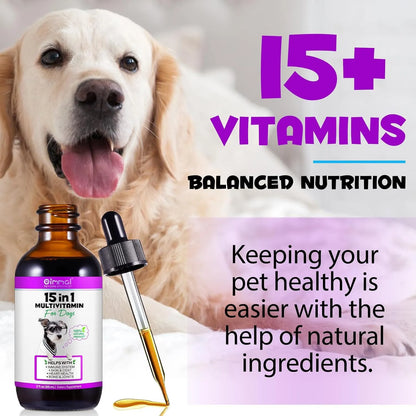 Multivitaminico Liquido 15 En 1 Para Perros Piel Corazon Y Articulaciones