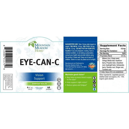 EyeCanC Suplemento Líquido Para La Visión Con Ginkgo Biloba Y Arándano 4 Onzas