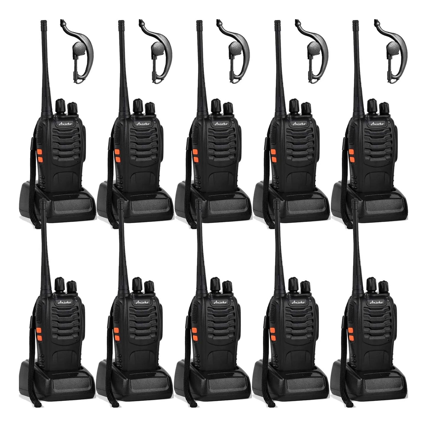 Walkie Talkies Ansoko Ultraportatiles 10 Unidades Recargables Largo Alcance 16 Canales
