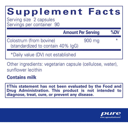Calostro Concentrado 40 IgG 180 Capsulas Apoyo Inmunologico Natural