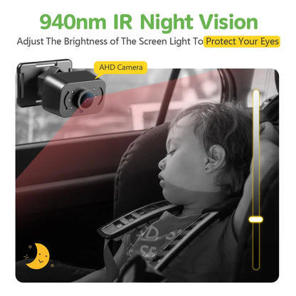 Camara Coche Bebe HD 1080P Doble Canal Vision Nocturna 5 Pulgadas