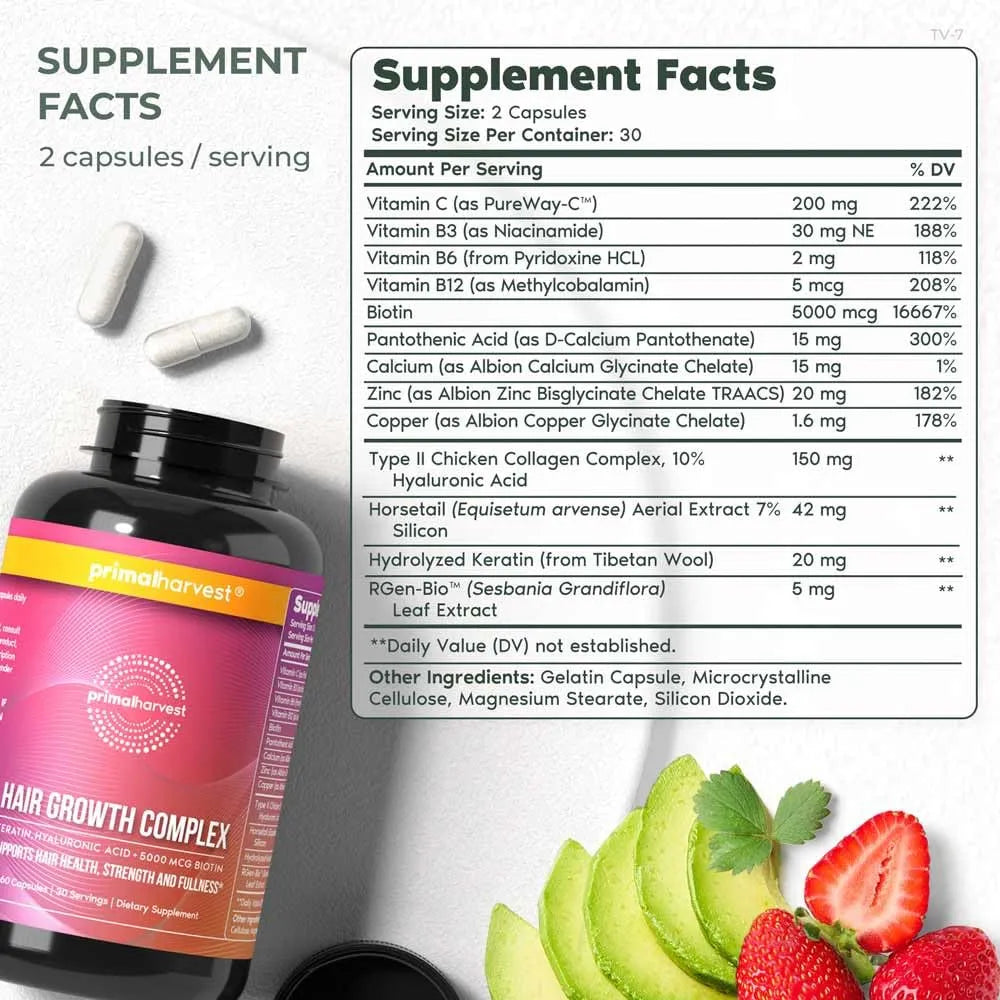 Vitaminas Crecimiento Cabello Con Biotina Zinc 120 Píldoras Paquete Doble