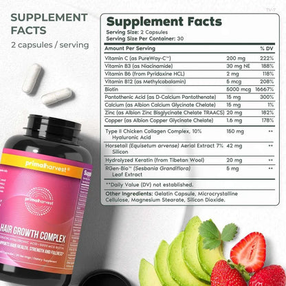 Vitaminas Crecimiento Cabello Con Biotina Zinc 120 Píldoras Paquete Doble