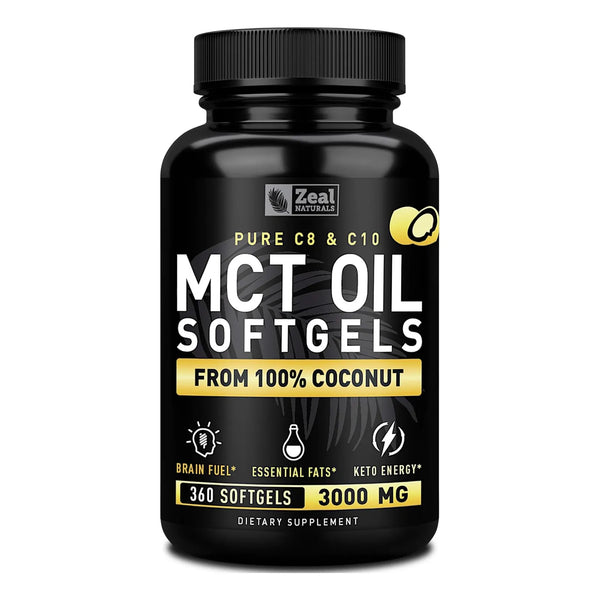 Cápsulas Mct Puro 360 Unidades 3000 Mg Energía Cetosis Octano