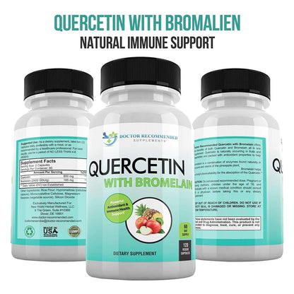 Quercetina 800mg Con Bromelina 165mg 120 Cápsulas Veganas Suplemento Antioxidante