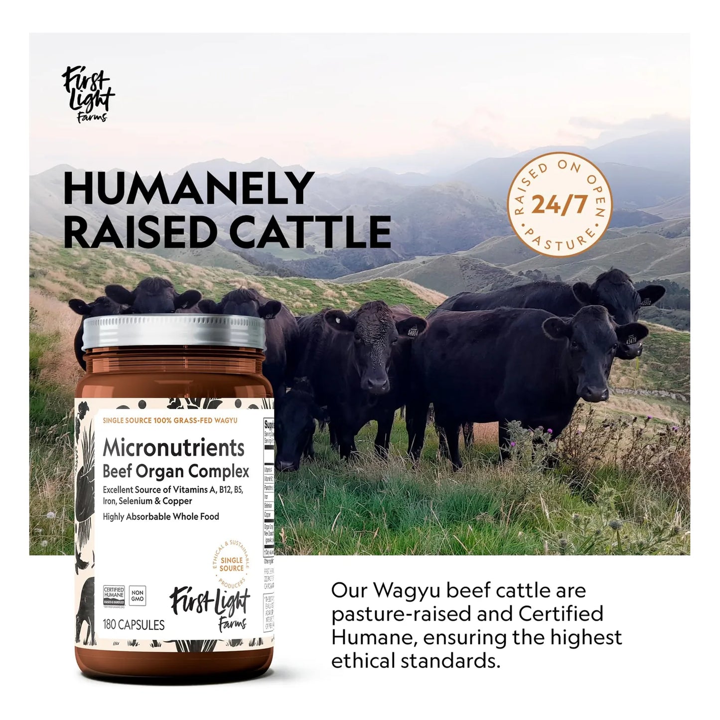 Cápsulas De Carne Wagyu Liofilizada Alimentada Con Pasto 180 Unidades Complejo De Órganos