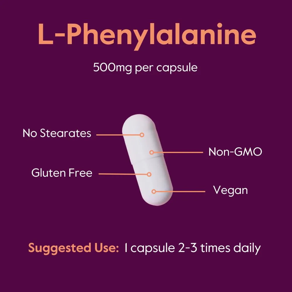 L Fenilalanina 500 Mg 120 Cápsulas Veganas Mejora Estado De Ánimo Y Enfoque Mental