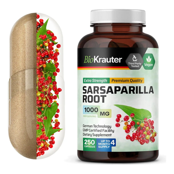 Capsulas De Raiz De Zarzaparrilla 1000 Mg 250 Unidades Veganas Desintoxicacion Natural