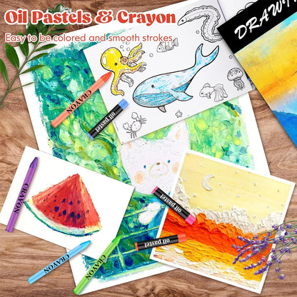 Kit De Arte De Lujo 153 Piezas Manualidades Dibujo Pintura Caja Madera