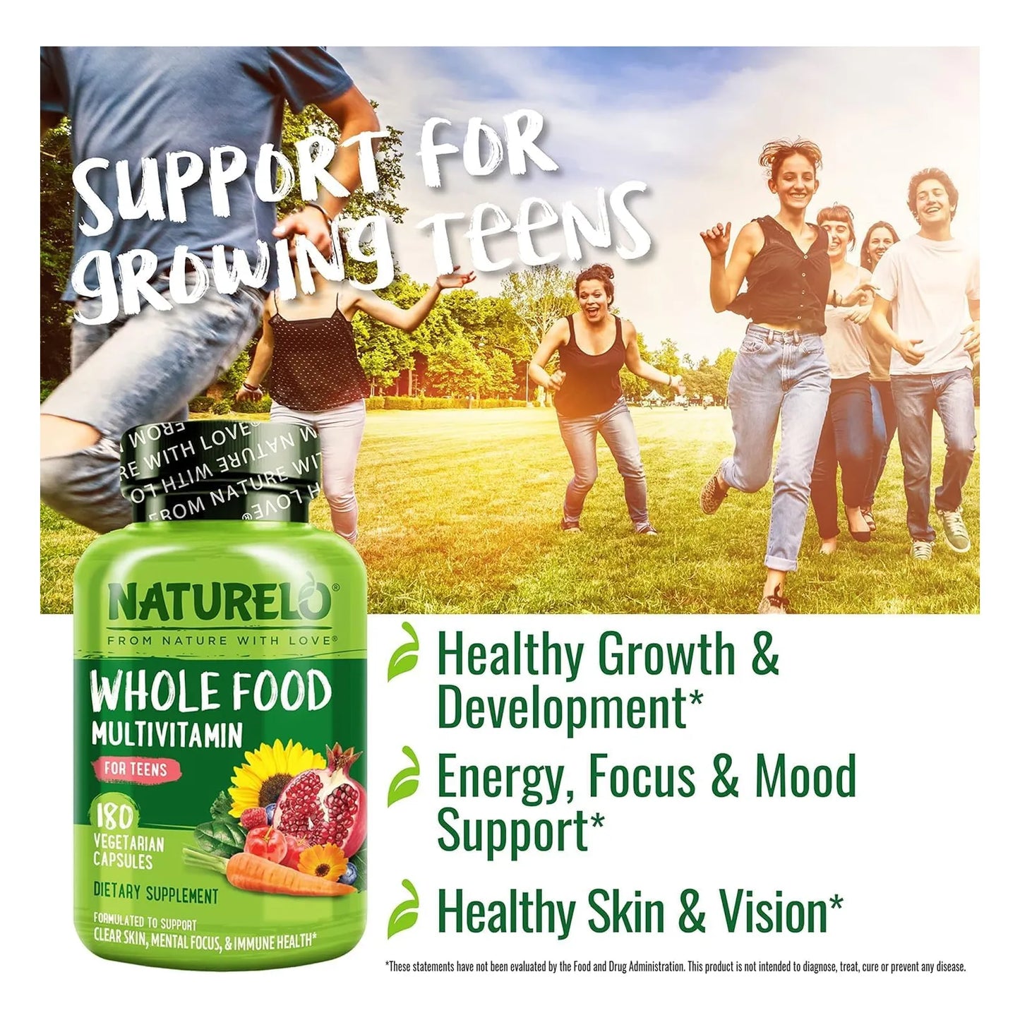 Multivitaminico Para Adolescentes Naturelo Con Vitaminas Minerales Vegano 180 Caps