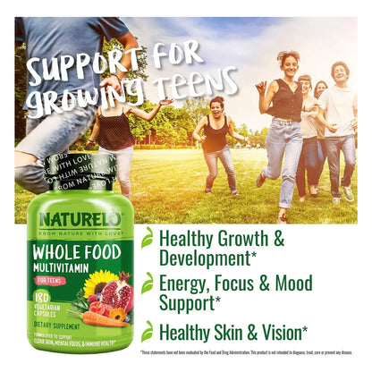 Multivitaminico Para Adolescentes Naturelo Con Vitaminas Minerales Vegano 180 Caps