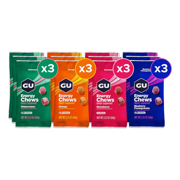 Gomitas Energéticas Con Electrolitos GU Energy Chews 12 Bolsas Sabores Variados