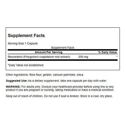 Resveratrol 250 Mg Potente 30 Capsulas Paquete De 3 Unidades Antioxidante Y Longevidad