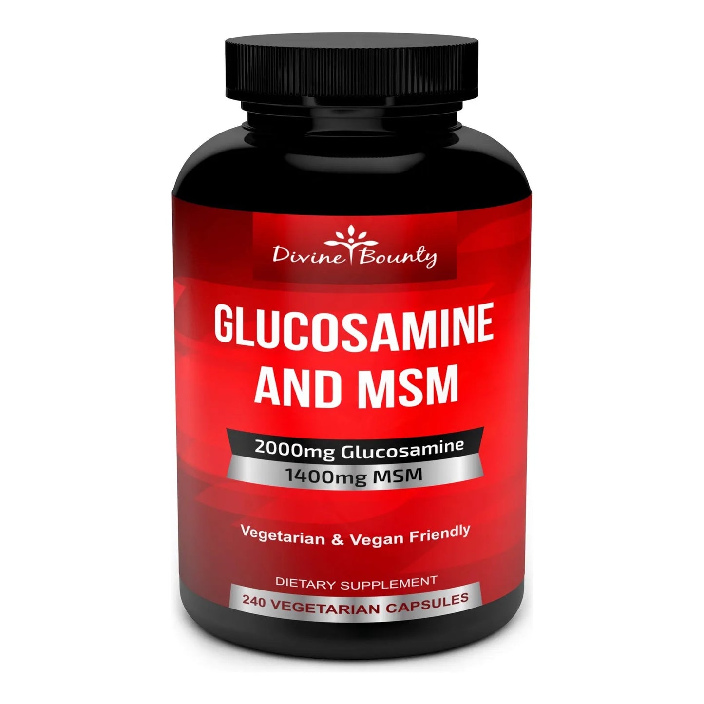 Suplemento De Glucosamina Y MSM 240 Cápsulas Pequeñas Veganas Sin Alérgenos