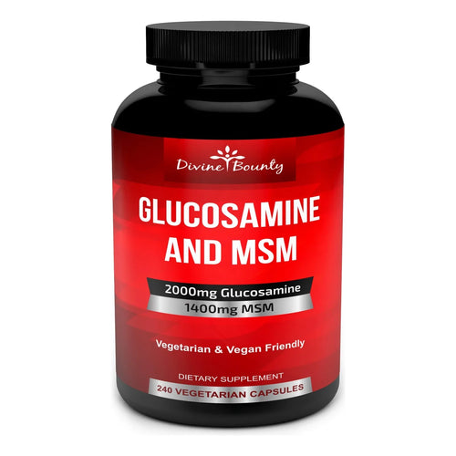 Suplemento De Glucosamina Y MSM 240 Cápsulas Pequeñas Veganas Sin Alérgenos