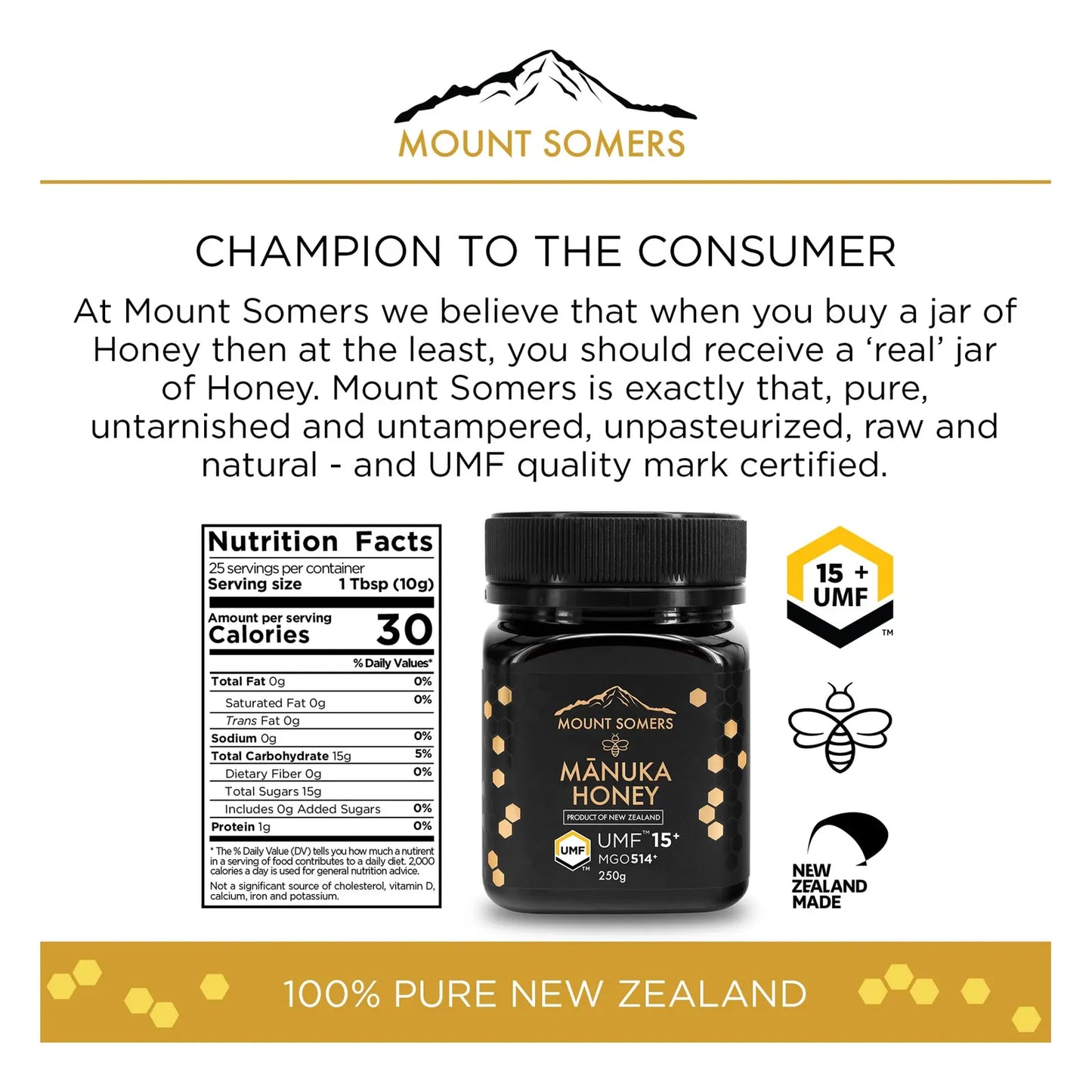 Miel De Manuka Premium MGO 514 UMF 15 100 Pura Nueva Zelanda Superalimento Natural