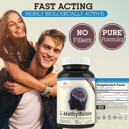 L-Metilfolato 15 Mg 120 Capsulas Veganas Suplemento Cerebral Y Animo