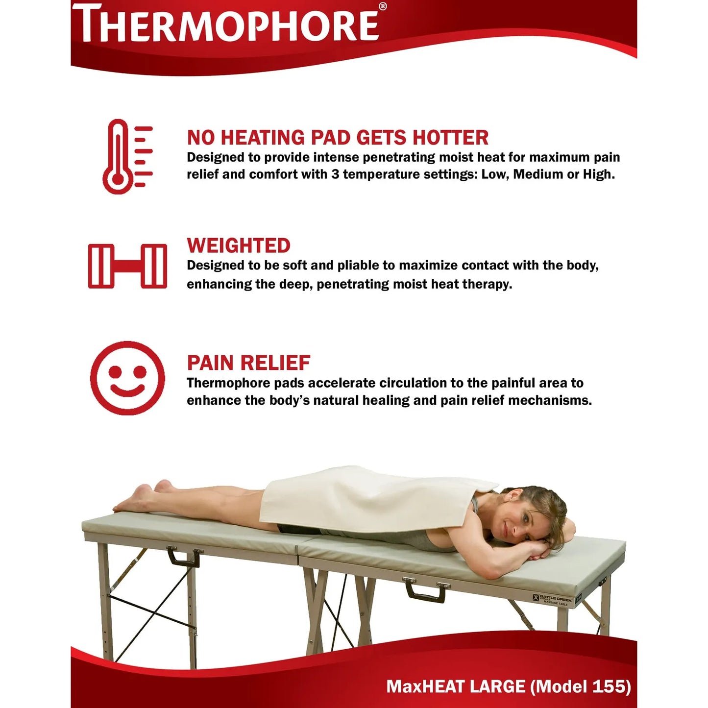 Almohadilla Terapéutica Para Artritis 155 Cm Calor Húmedo Intenso Alivio Dolor