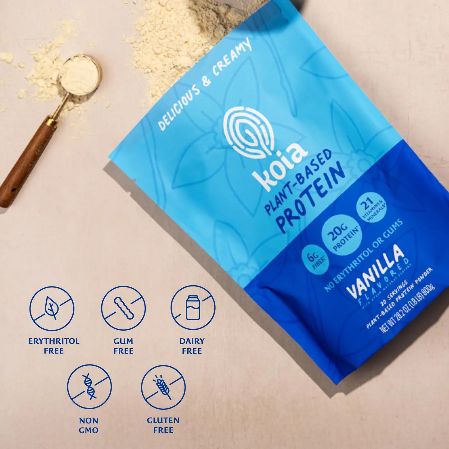 Proteína En Polvo Vegana Sabor Vainilla 20g Prot Sin Azúcares Añadidos