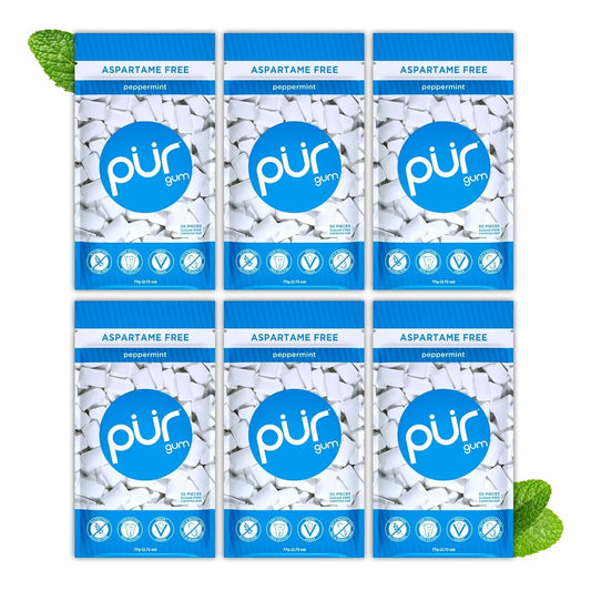 Chicle Pur Menta Piperita Con Xilitol Vegano 55 Unidades Fresco Y Saludable