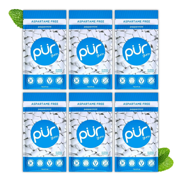 Chicle Pur Menta Piperita Con Xilitol Vegano 55 Unidades Fresco Y Saludable